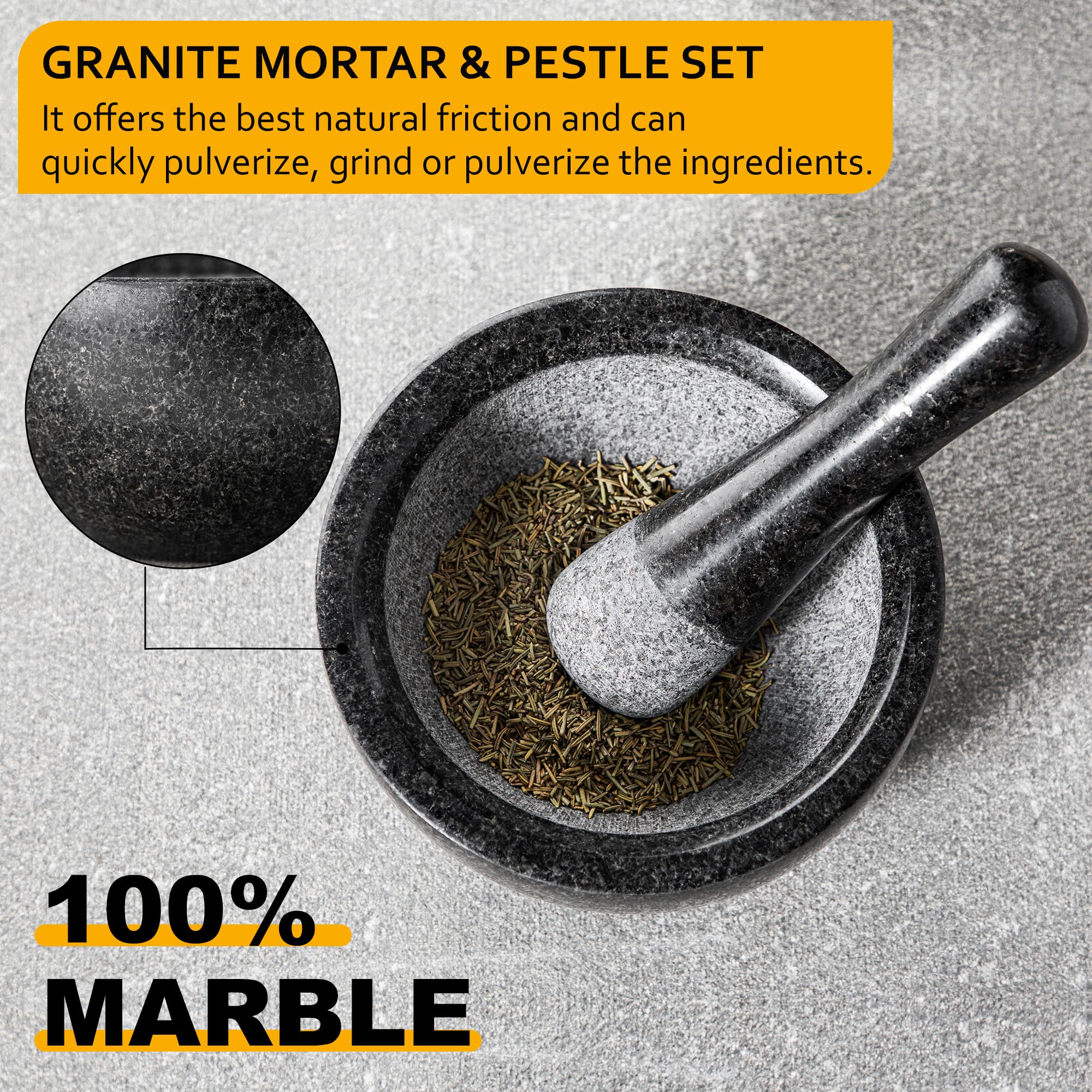 Velaze 6.3 inch pestle in action crushing garlic and spices.