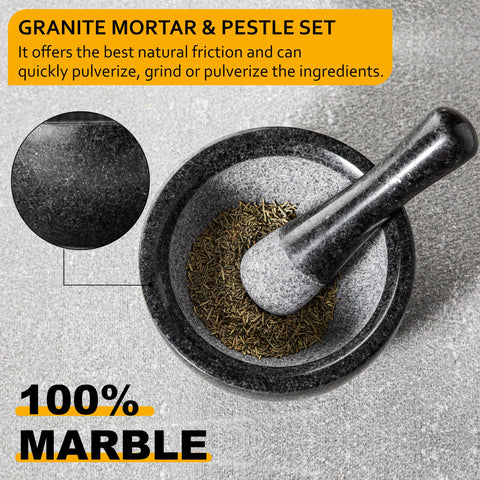 Velaze 6.3 inch pestle in action crushing garlic and spices.