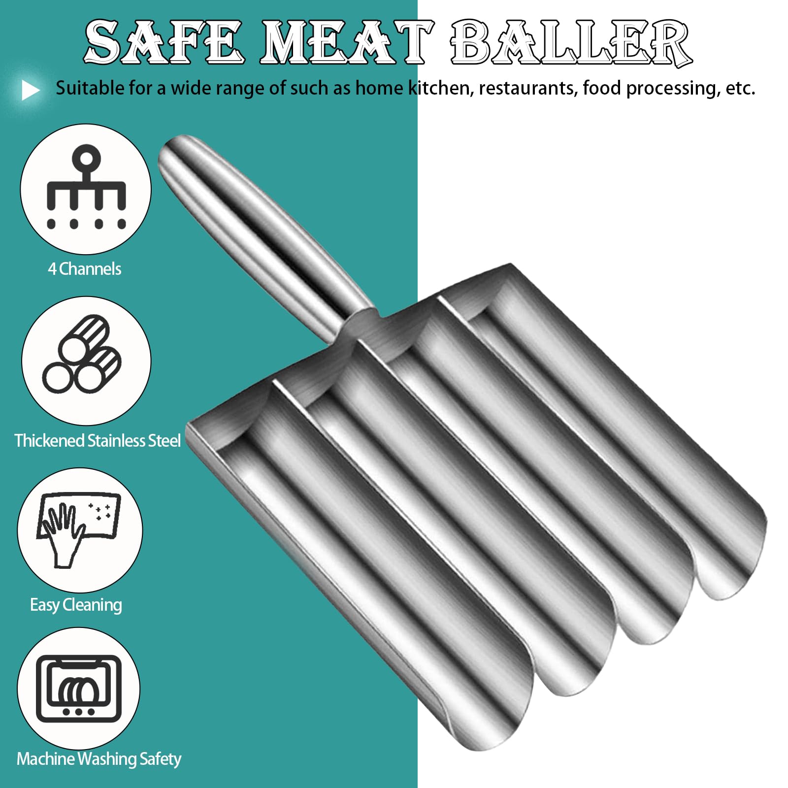 VEMJO versatile tool for beef, chicken, fish, or veggie balls.