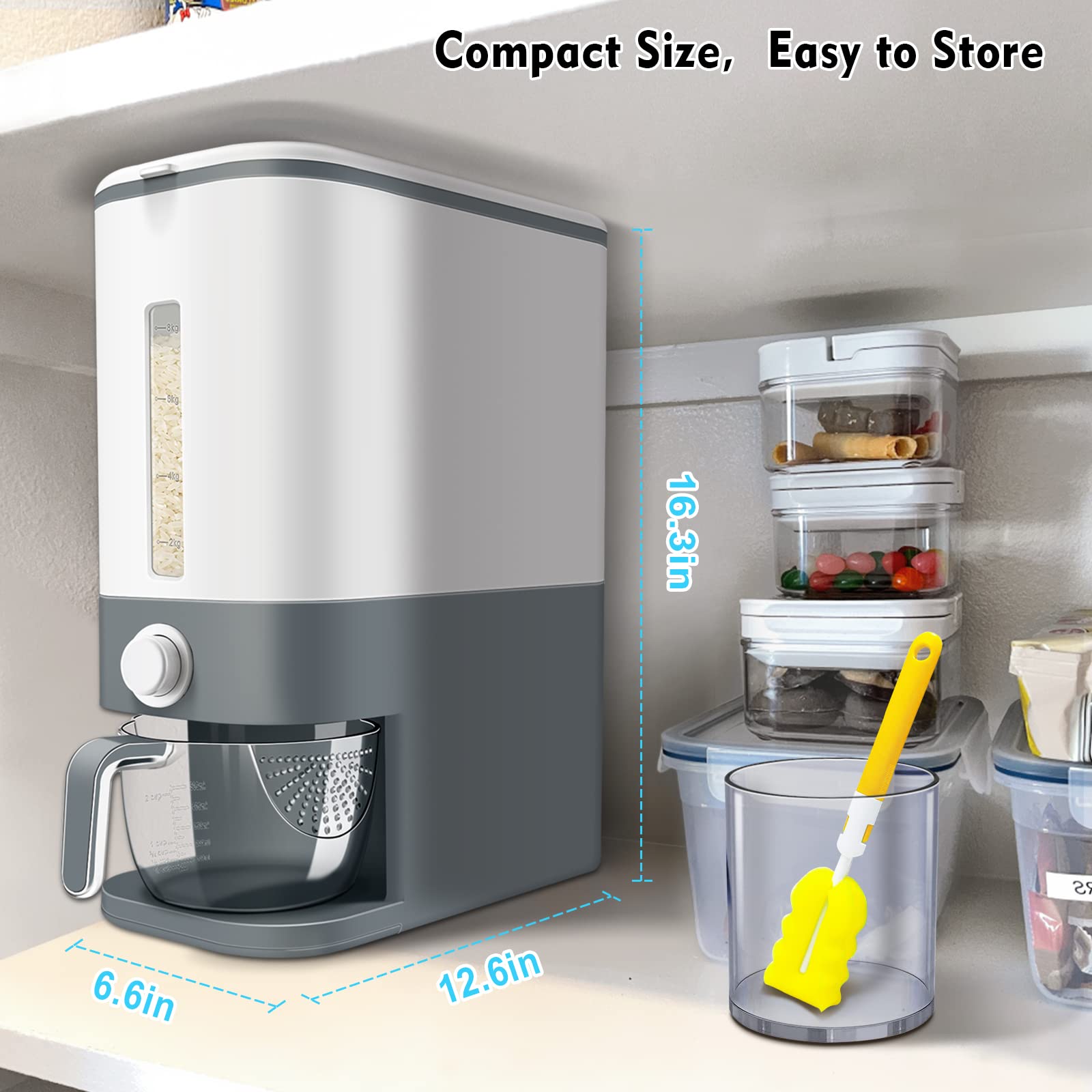 VenDotbi rice dispenser multi-use storage keeps grains and snacks organized