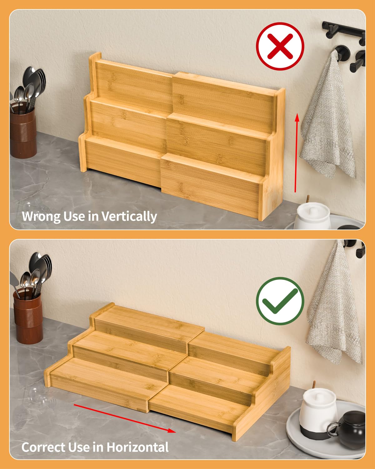 VenDotbi spice rack in full cabinet usage shows versatile storage