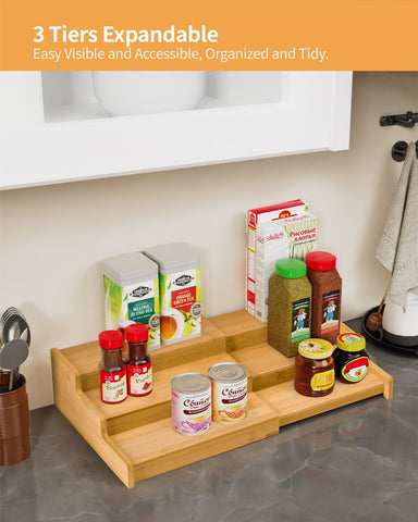 VenDotbi spice rack inside cabinet demonstrates compact, space-saving organization