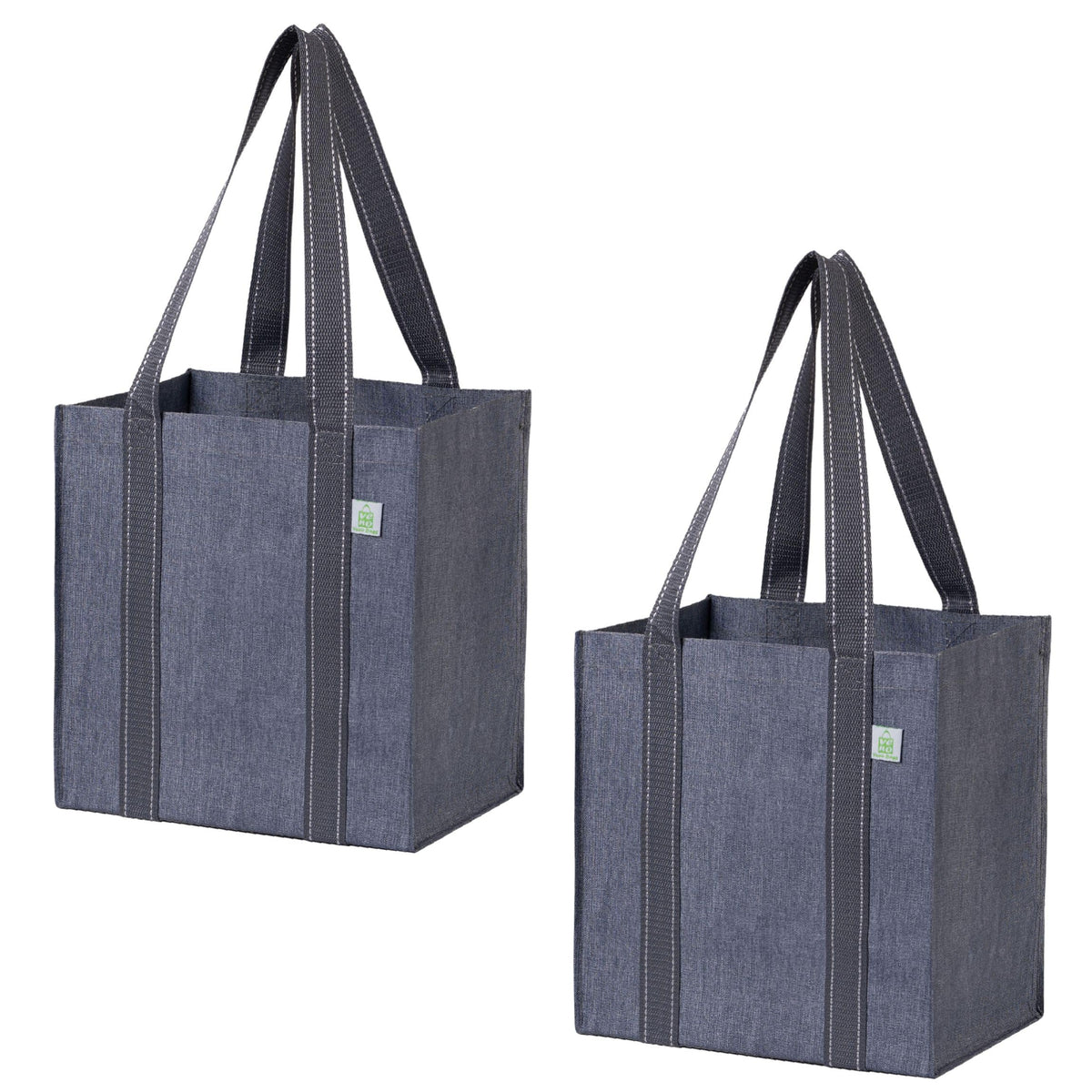 VENO 2-pack reusable grocery bags with handles and a hard bottom for upright loading.
