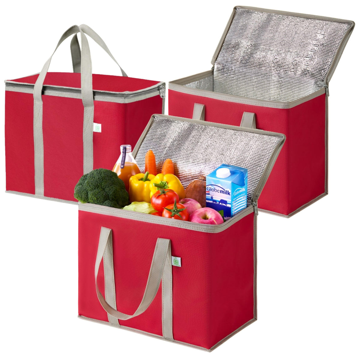 VENO 3-pack cooler bag folded for compact storage and future groceries.
