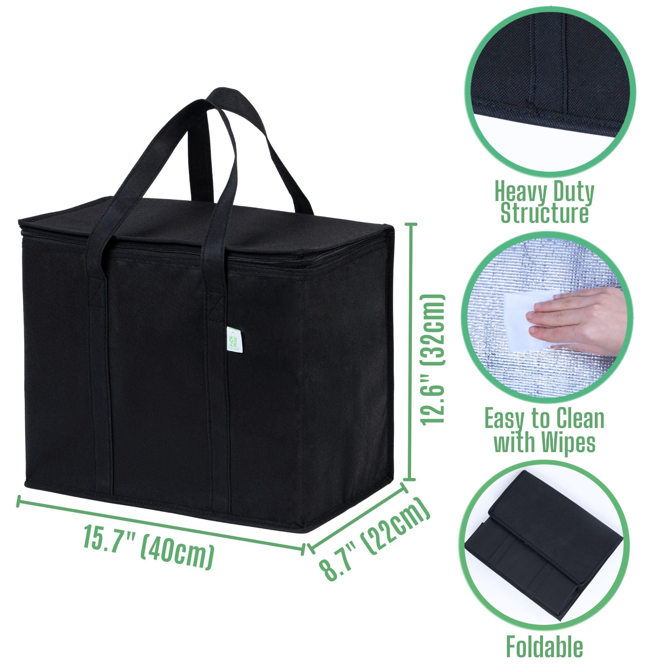 VENO insulated bag collapsed for compact storage after a grocery run.
