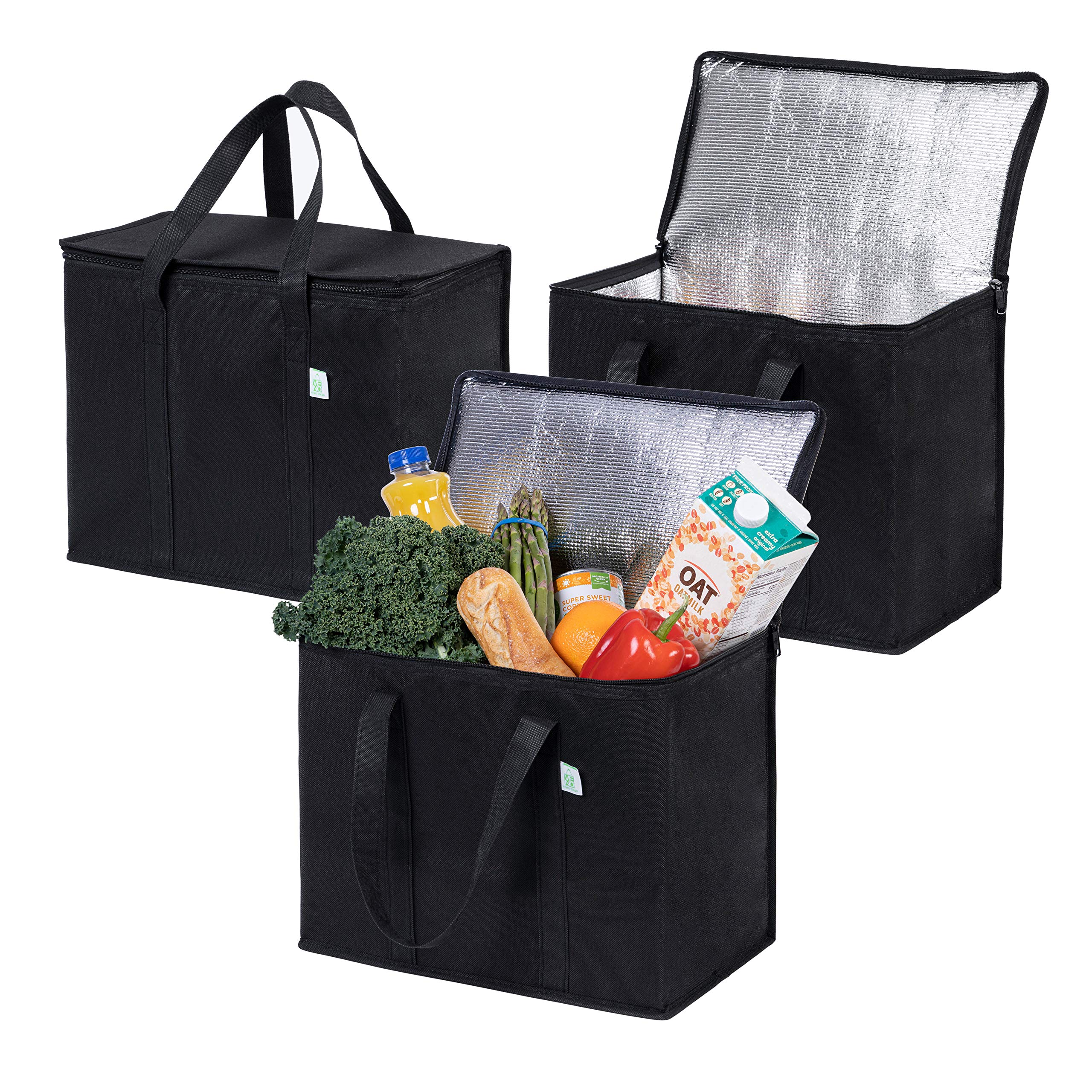 VENO 3-pack insulated bag open for easy access and organized shopping.