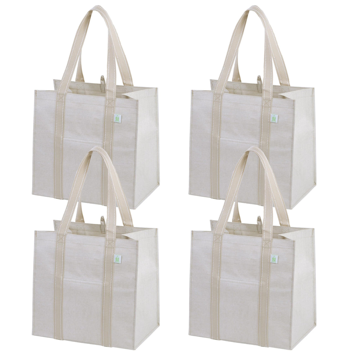 veno 4-pack reusable bags with front pocket for quick grocery planning.