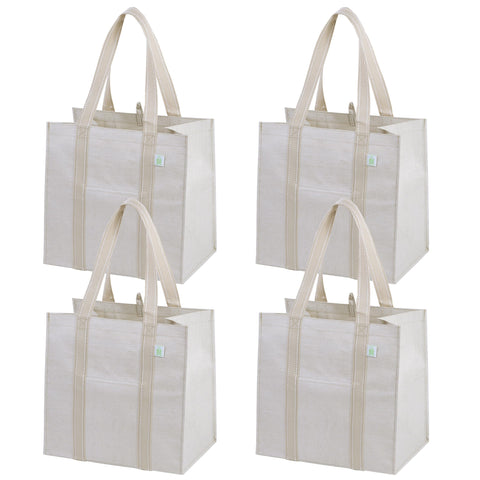 veno 4-pack reusable bags with front pocket for quick grocery planning.