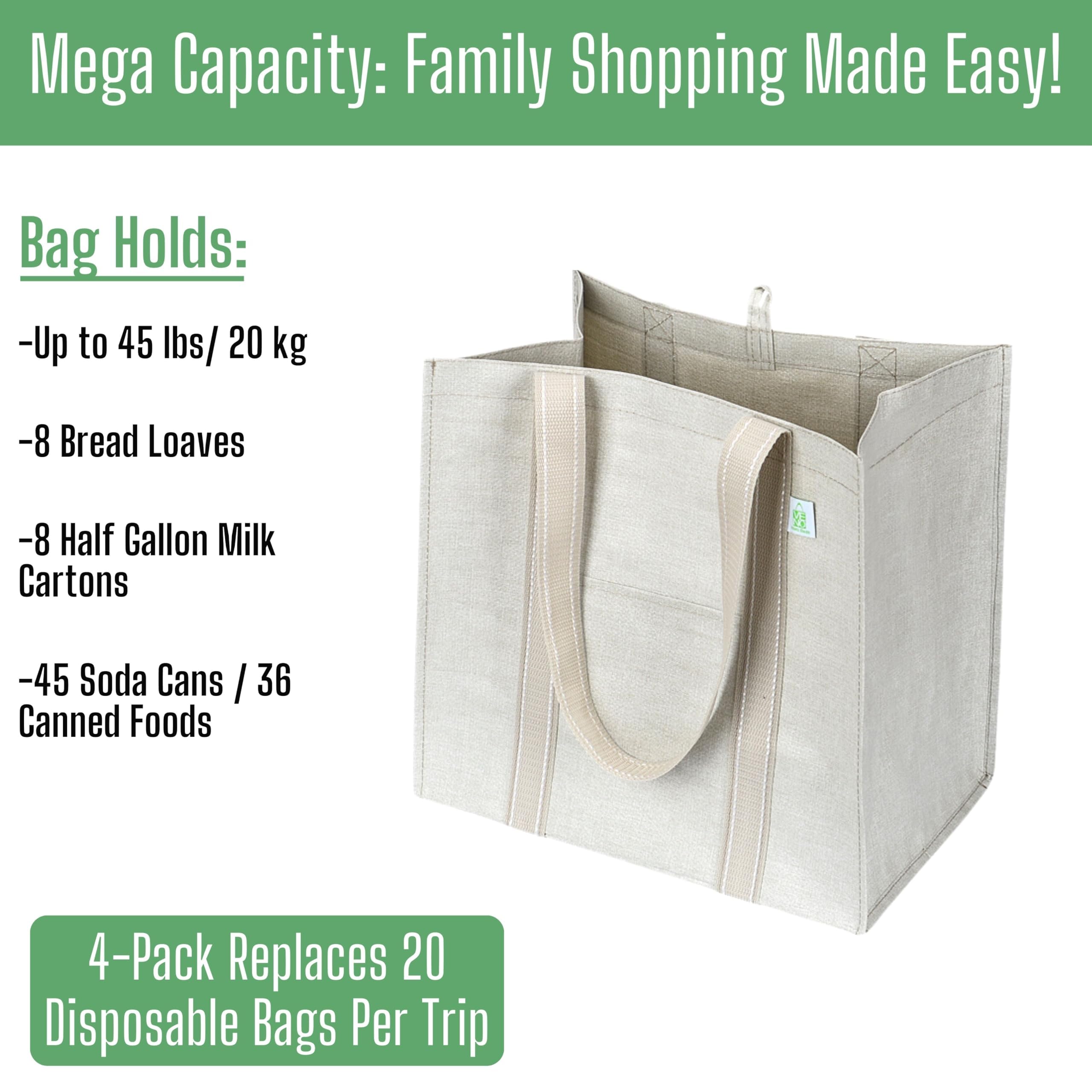 veno large capacity bags fit a full grocery haul.