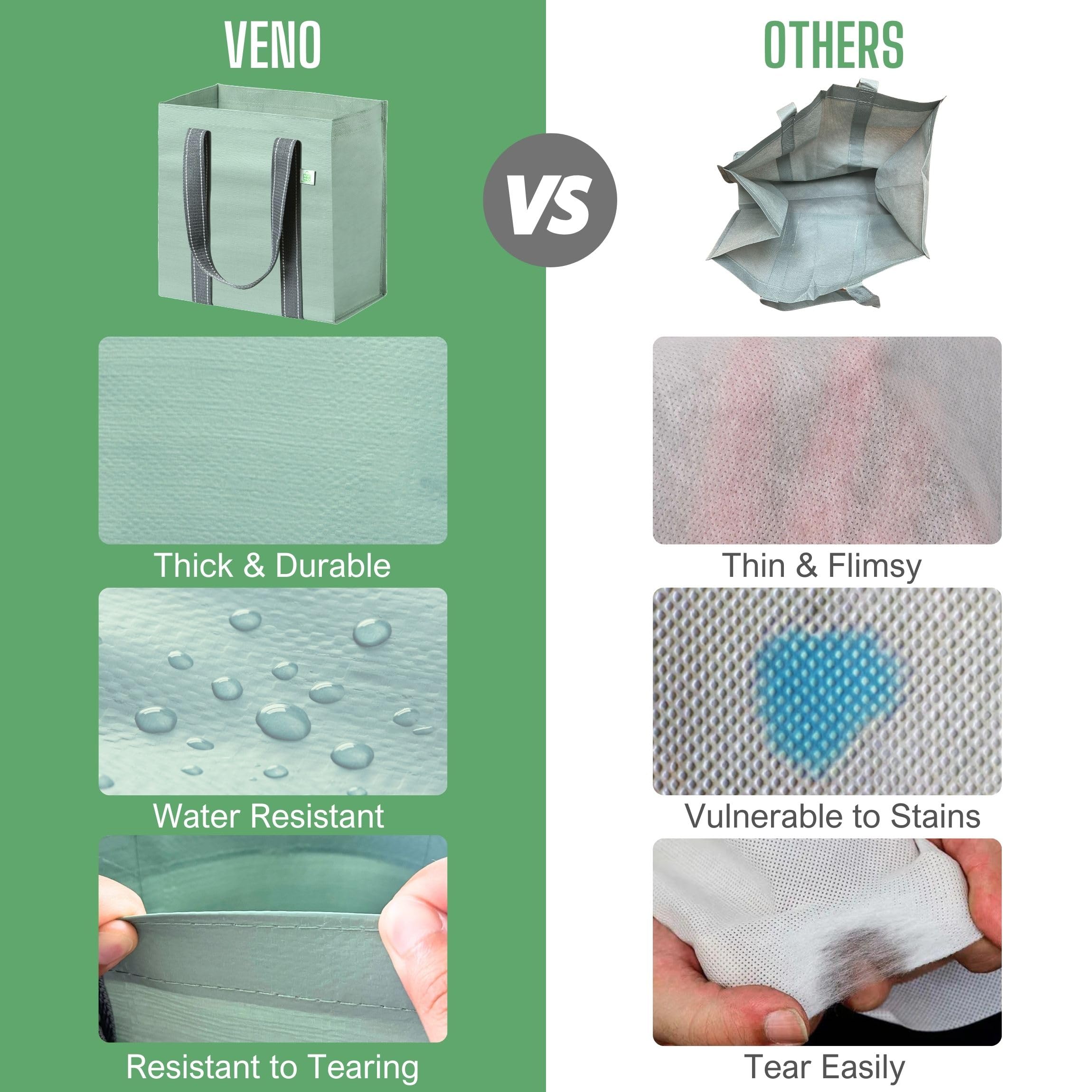 VENO 12-inch handles provide comfortable hand or shoulder carry.