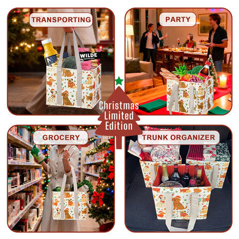 VENO Christmas bags used for groceries, gifts, and holiday décor.