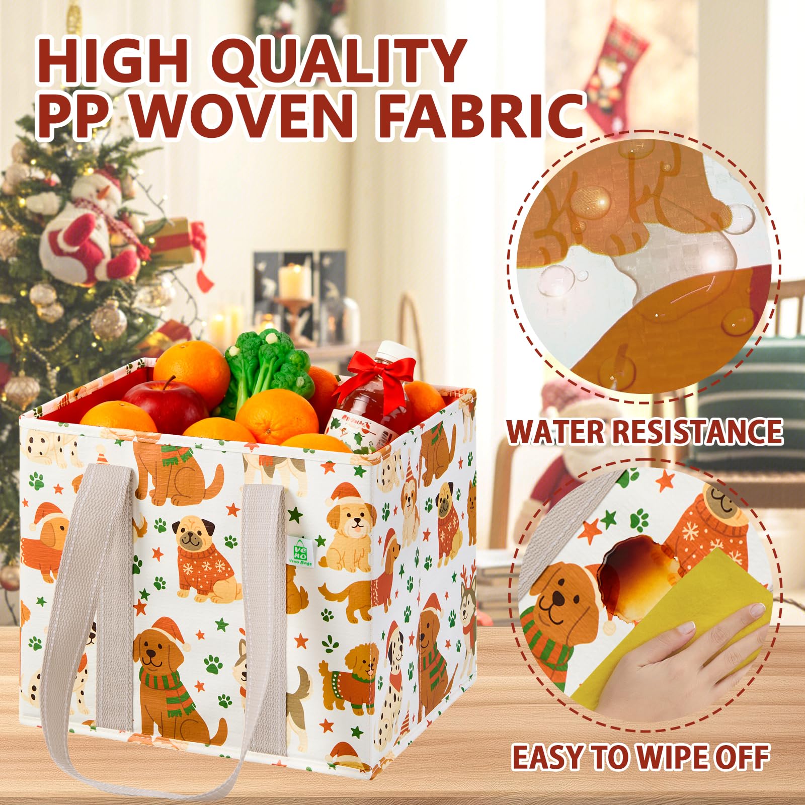 VENO Christmas bags folded for compact storage after holidays.