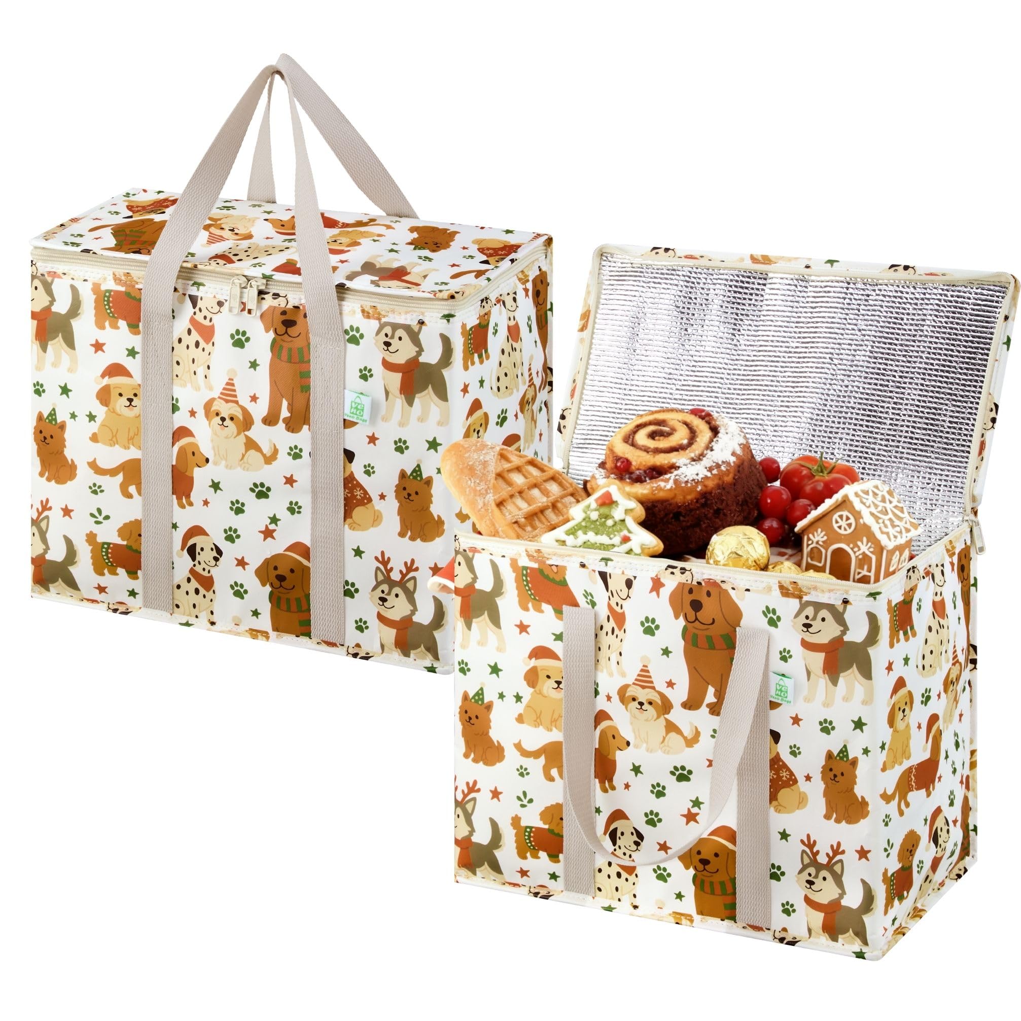 VENO Christmas cooler bag with dual lid for secure transport.