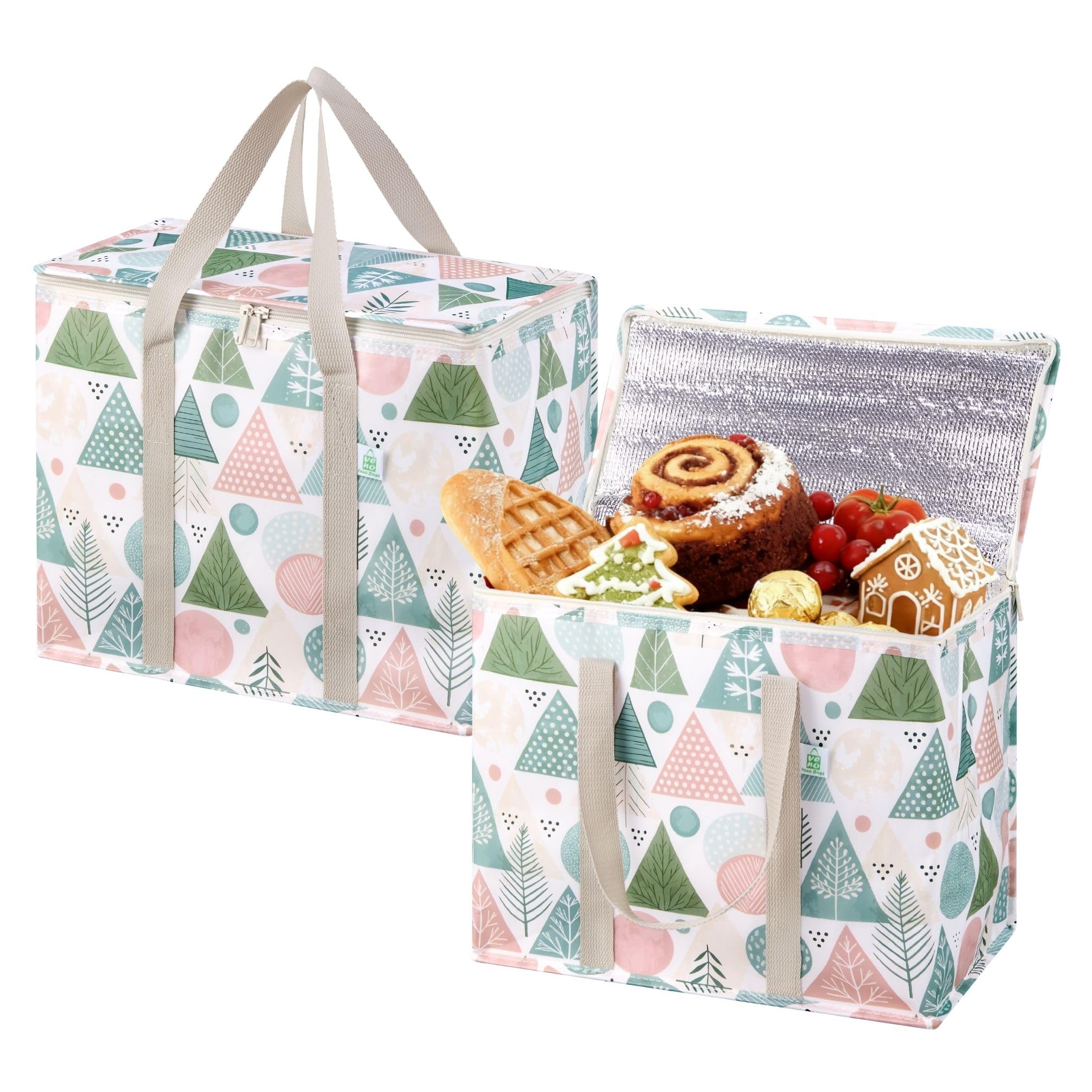 VENO Christmas cooler bag front view for holiday grocery trips.