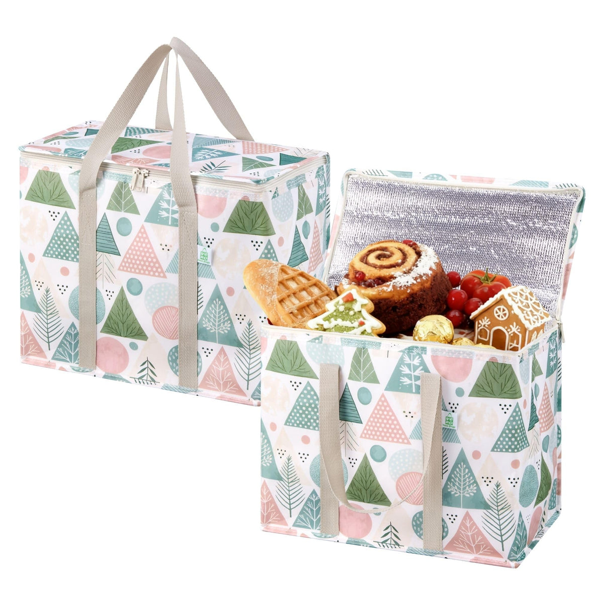 VENO Christmas cooler bag front view for holiday grocery trips.
