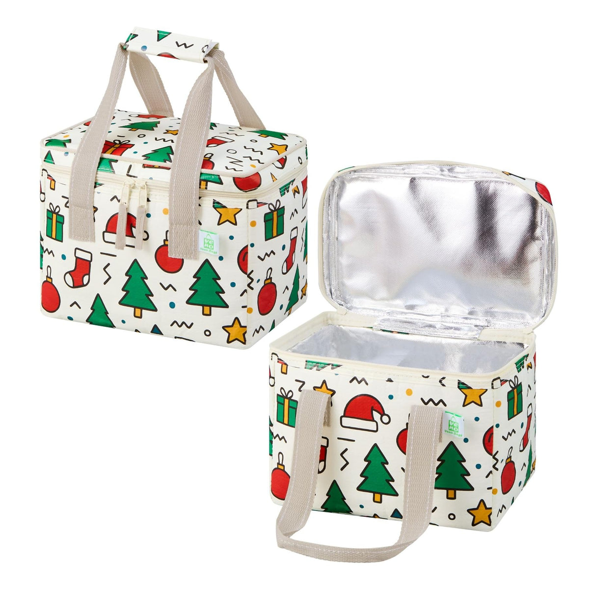 VENO Christmas insulated lunch bag side view, compact and durable for daily use
