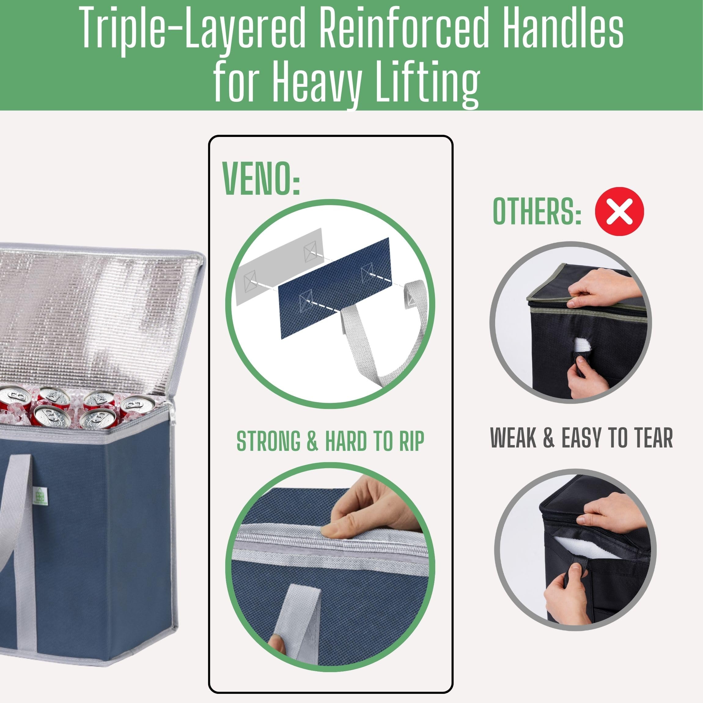 VENO cooler bag in use during food delivery, keeps orders organized and upright.