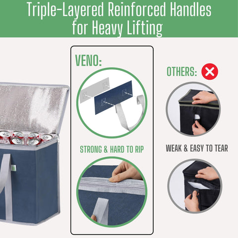 VENO cooler bag in use during food delivery, keeps orders organized and upright.