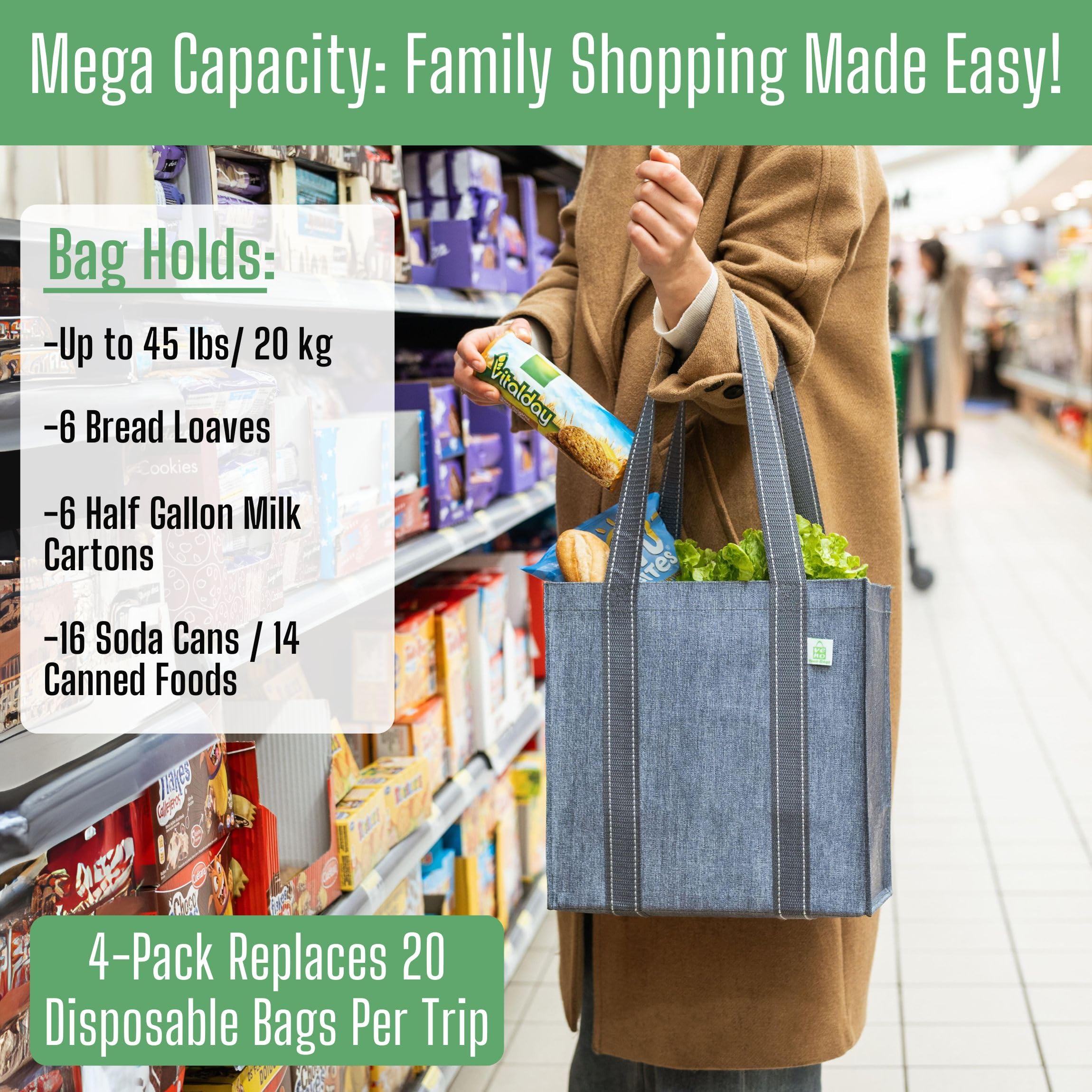 VENO foldable bags collapse neatly for easy storage at home.