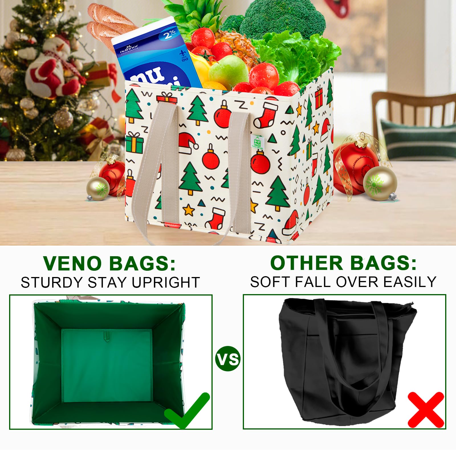 VENO multiuse holiday tote doubles as gift bag or storage bin.
