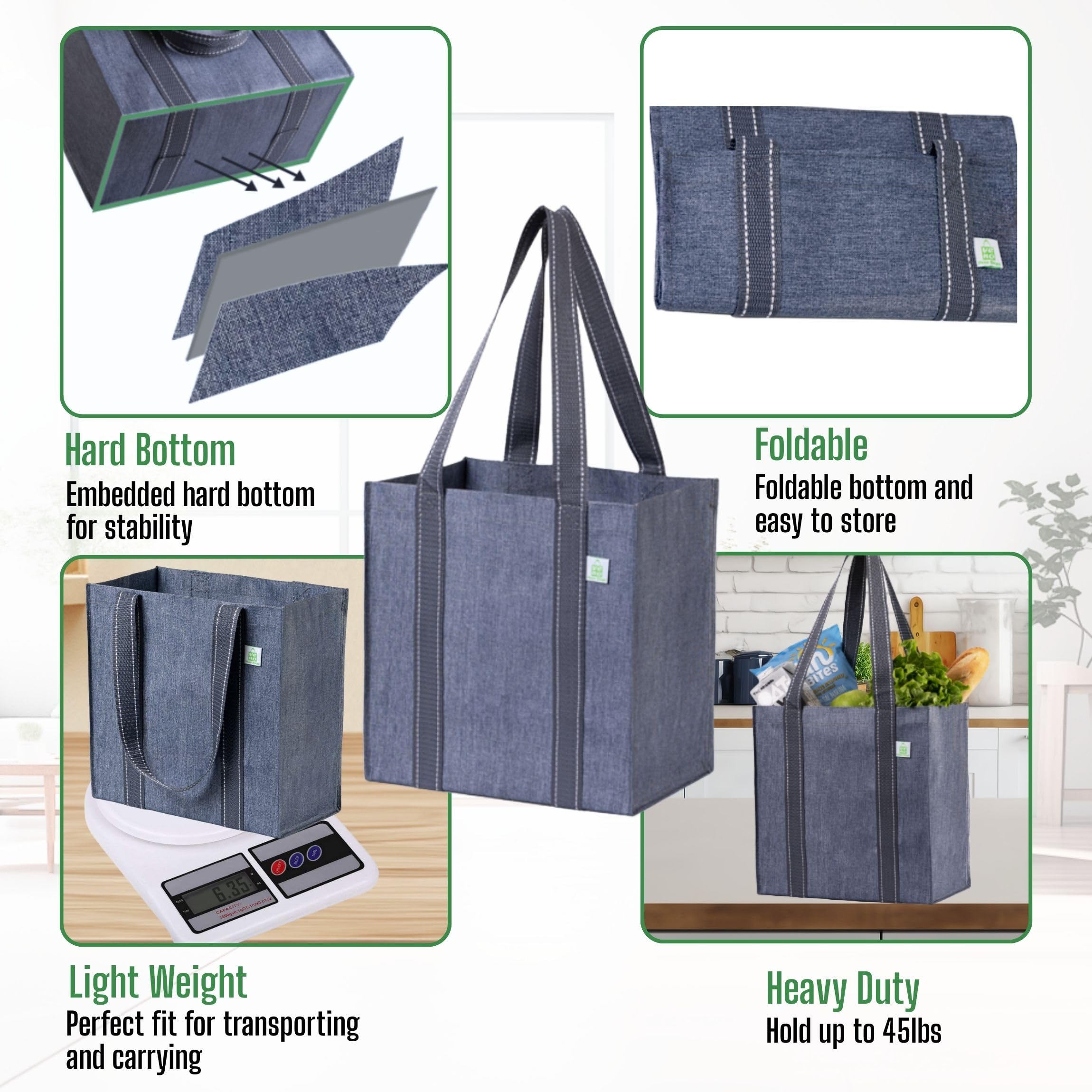 VENO reinforced handles for comfortable carrying during shopping