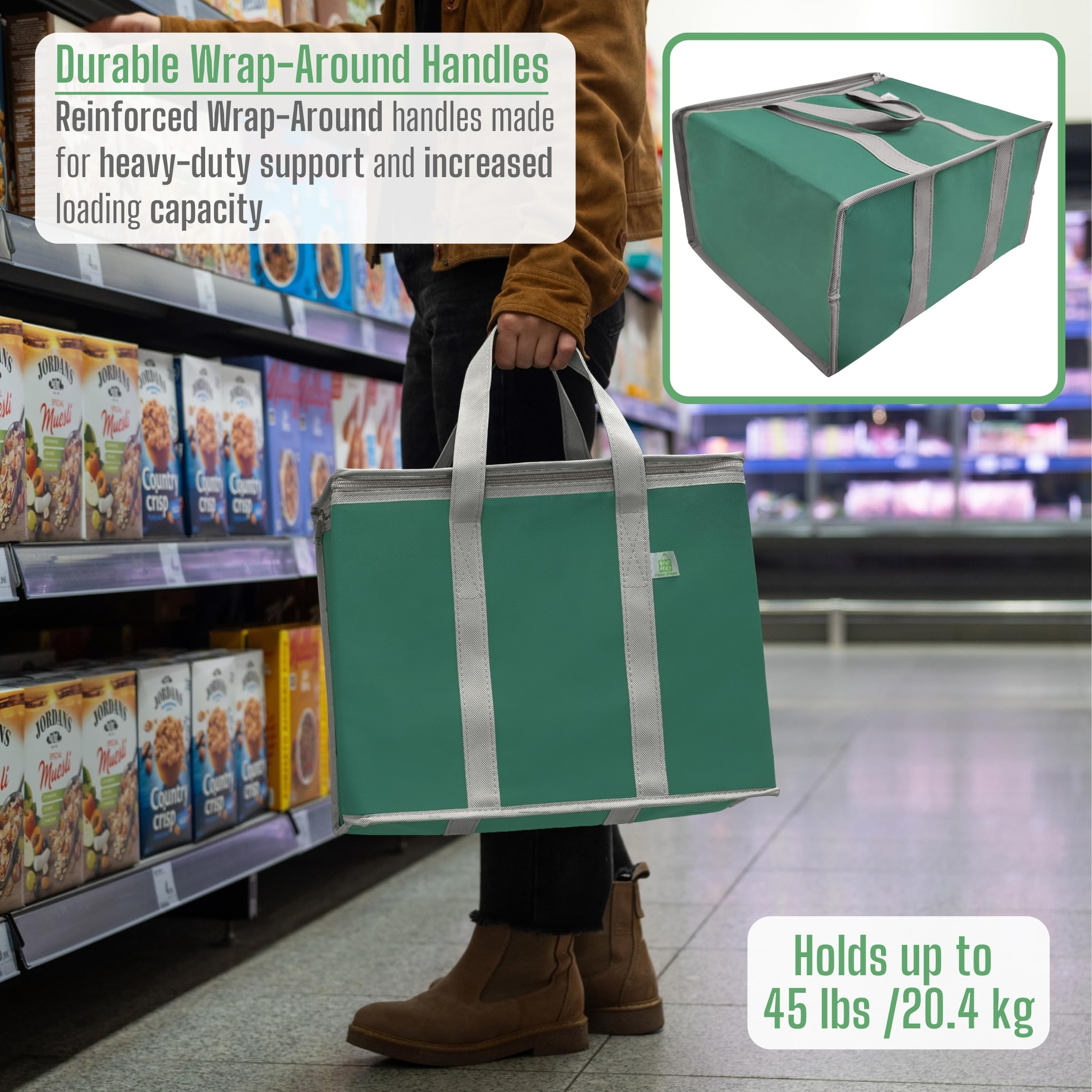 VENO zippered lid keeps contents secure during transport and deliveries
