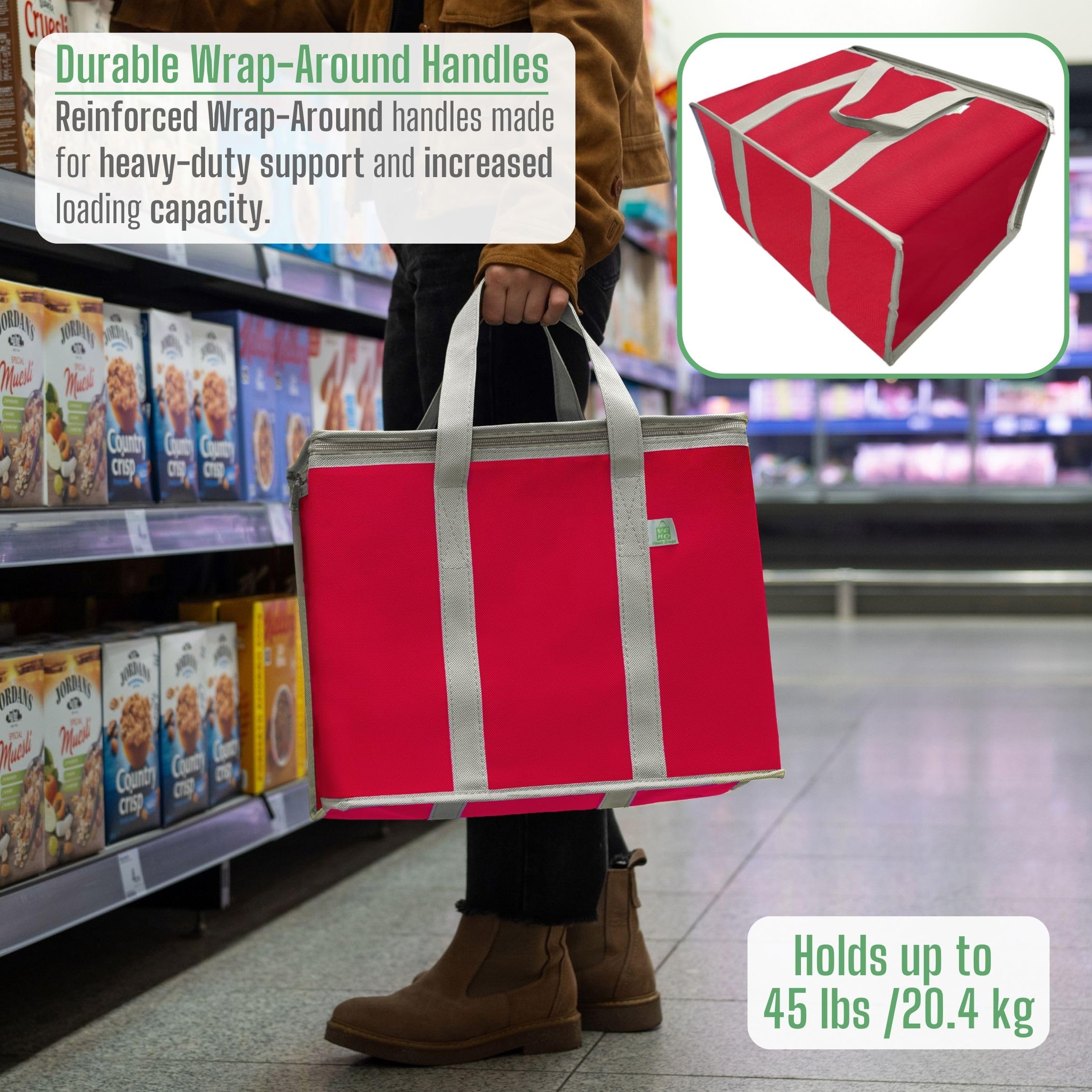 VENO zippered lid insulated bag ensures secure, mess-free transport.