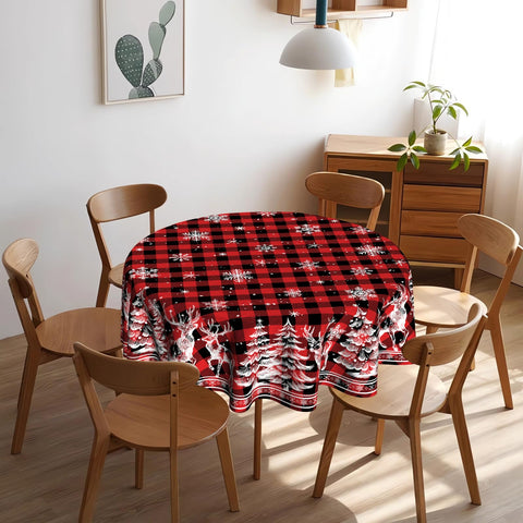 VentuCoven Christmas dining round tablecloth creates a cozy, celebratory atmosphere.