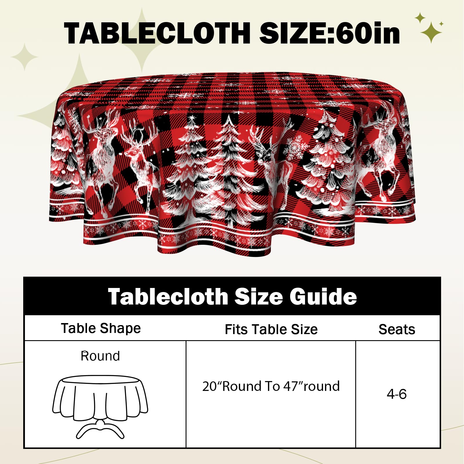 VentuCoven easy-care round tablecloth can be machine washed for quick cleanup.