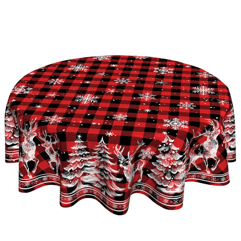 VentuCoven red buffalo plaid round tablecloth adds festive warmth to your dining setup.
