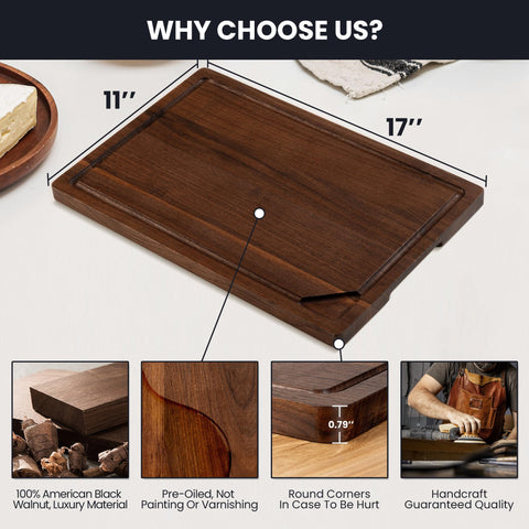 Venusmiles walnut cutting board hand-polished surface adds durability