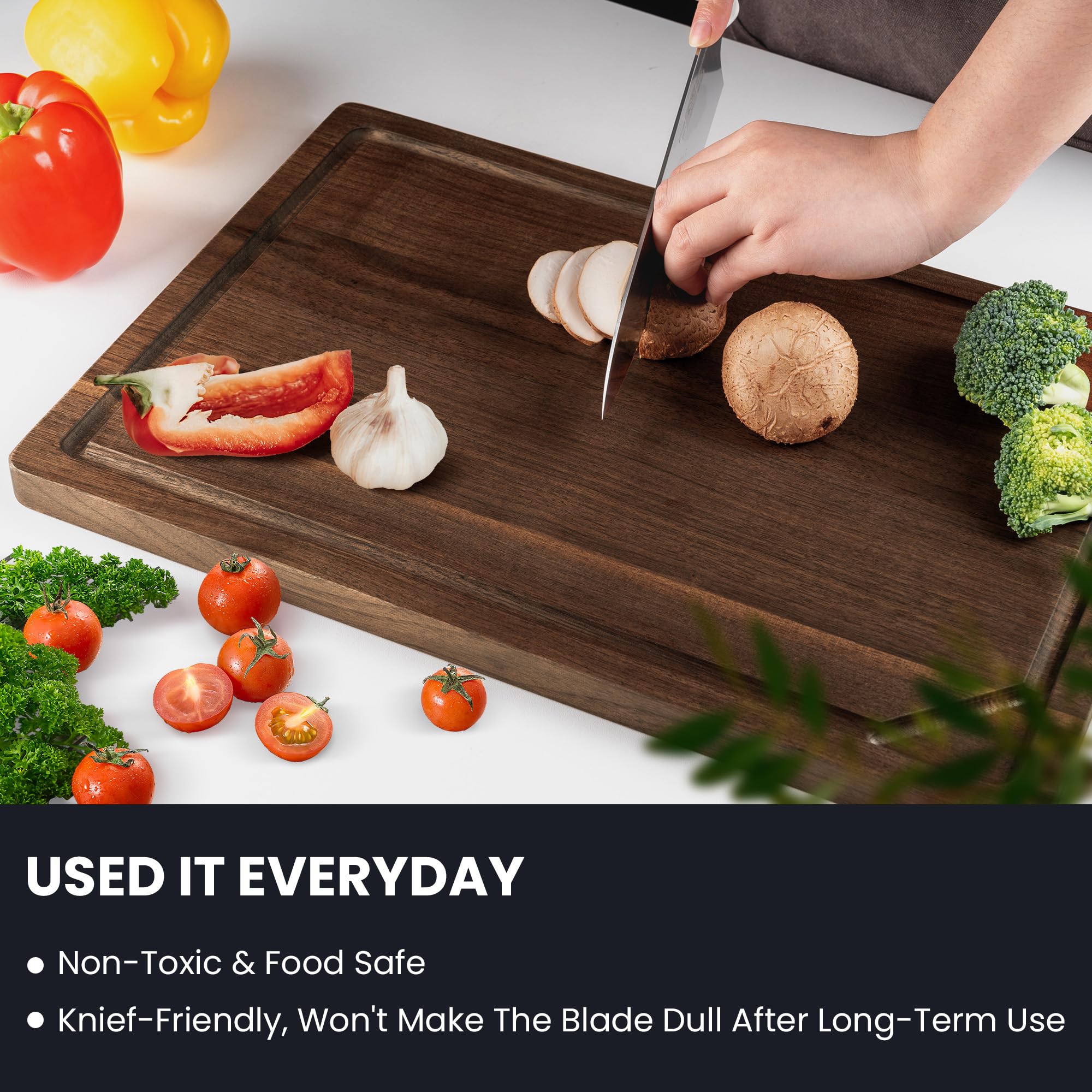 Venusmiles walnut cutting board featuring reversible design for dual-use