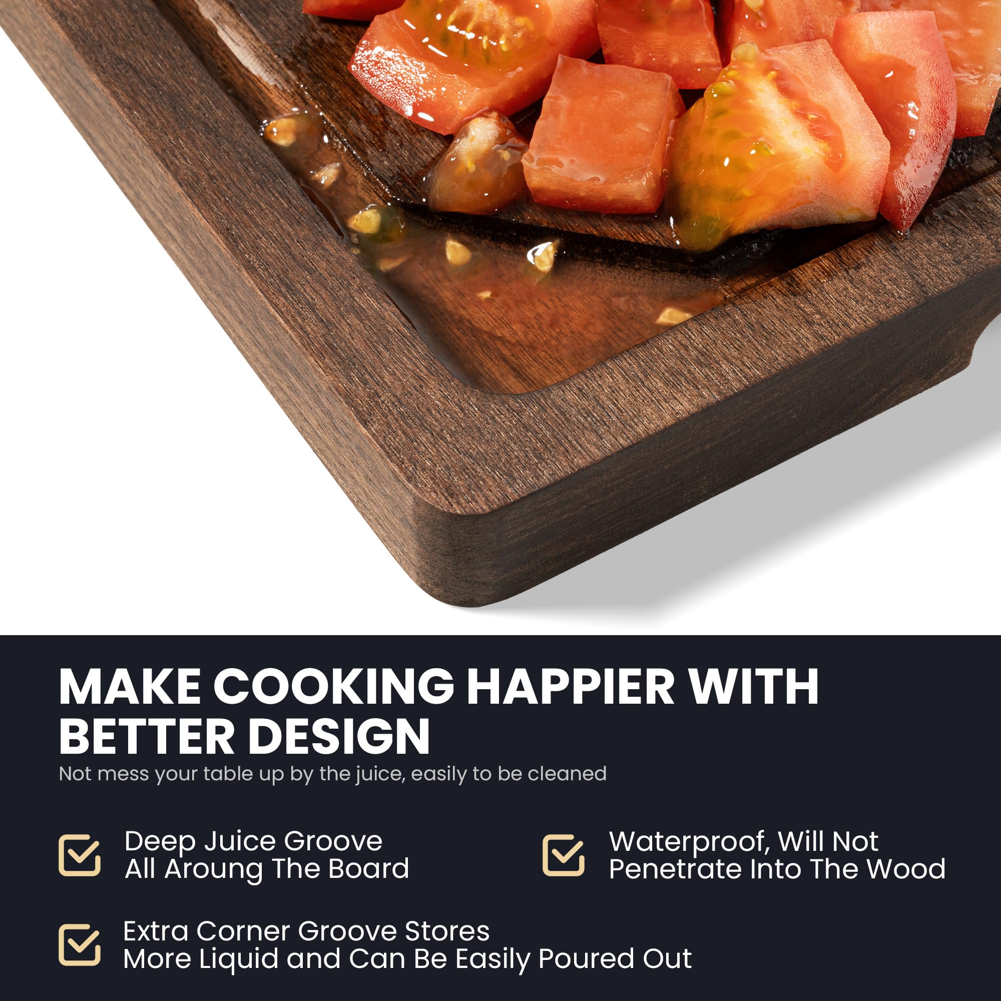 Venusmiles walnut cutting board with side handles for easy transport