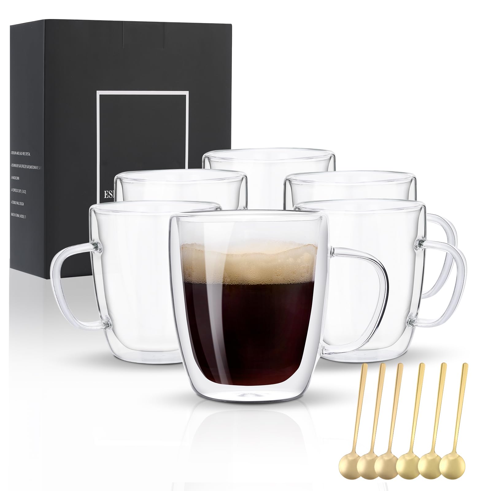 VENVENWEAVS glass mug set with double-wall insulation keeps drinks warm longer.