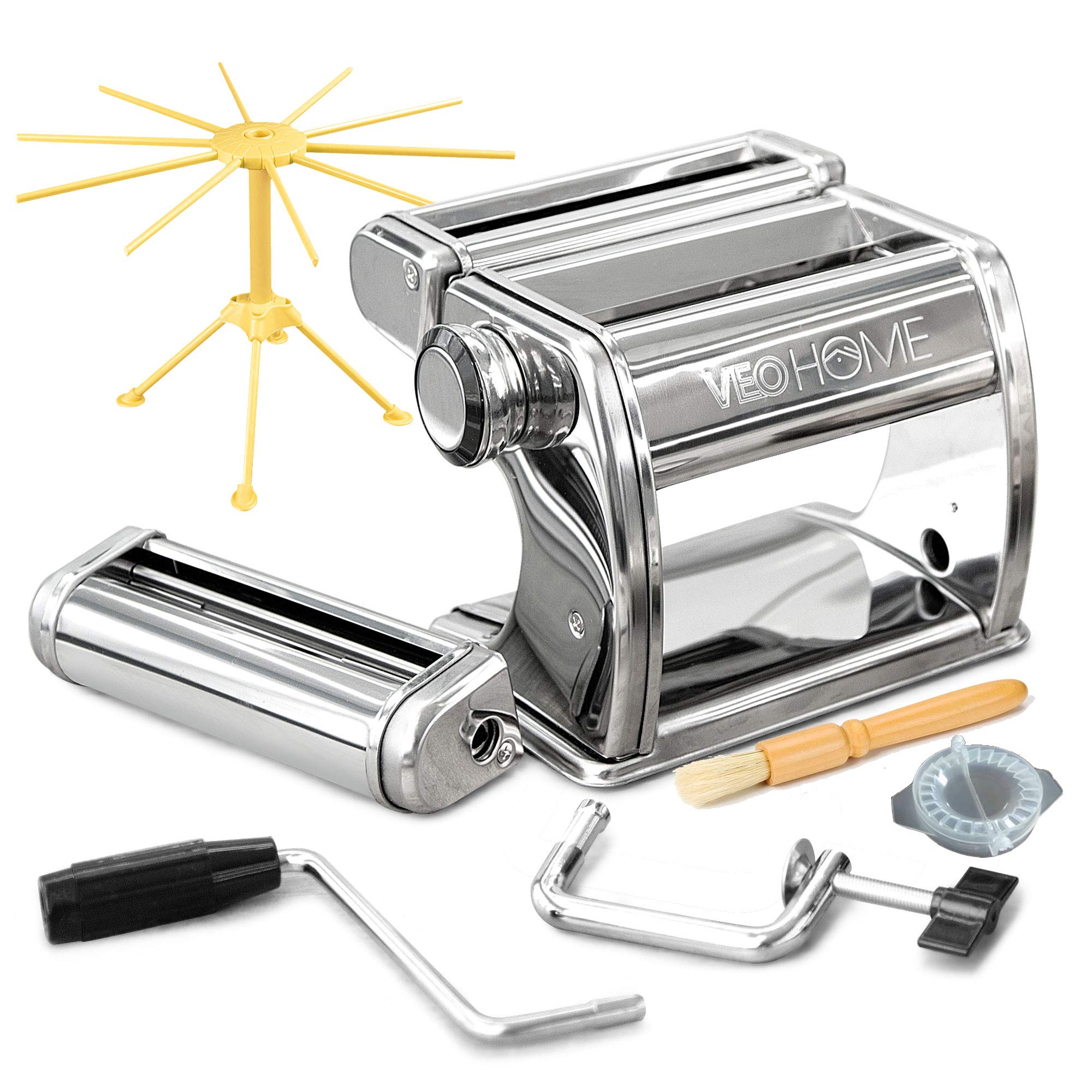 VeoHome manual pasta maker with dryer side view for durable at-home pasta
