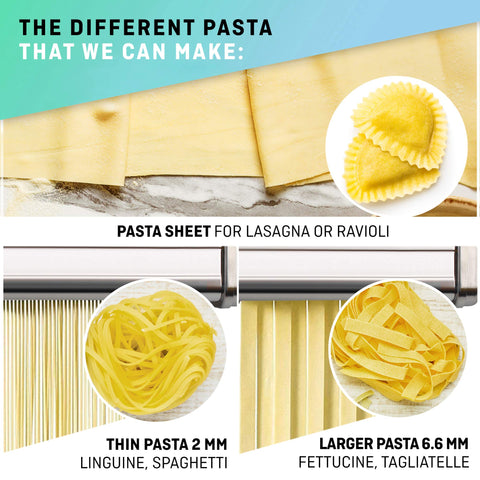 VeoHome pasta roller close-up shows seven-thickness control for perfect sheets