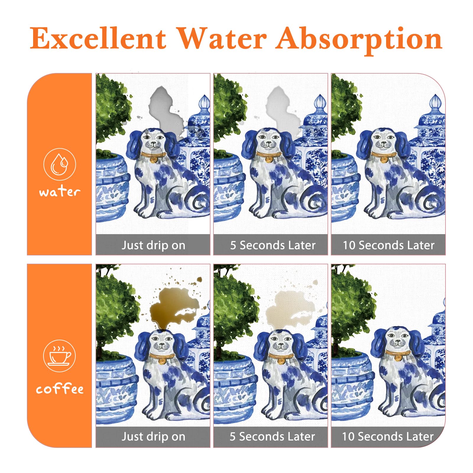 Veqzc Chinoiserie blue and white dish mat suits coffee bar spaces.