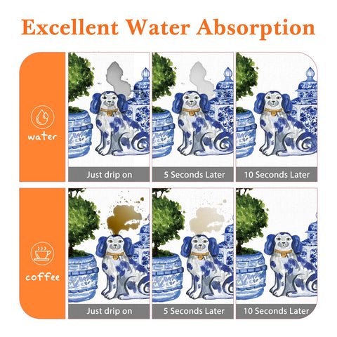 Veqzc Chinoiserie blue and white dish mat suits coffee bar spaces.