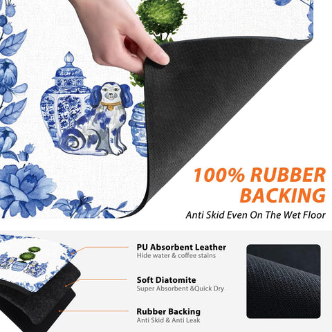 Veqzc Non-slip rubber-backed mat prevents water on floors.