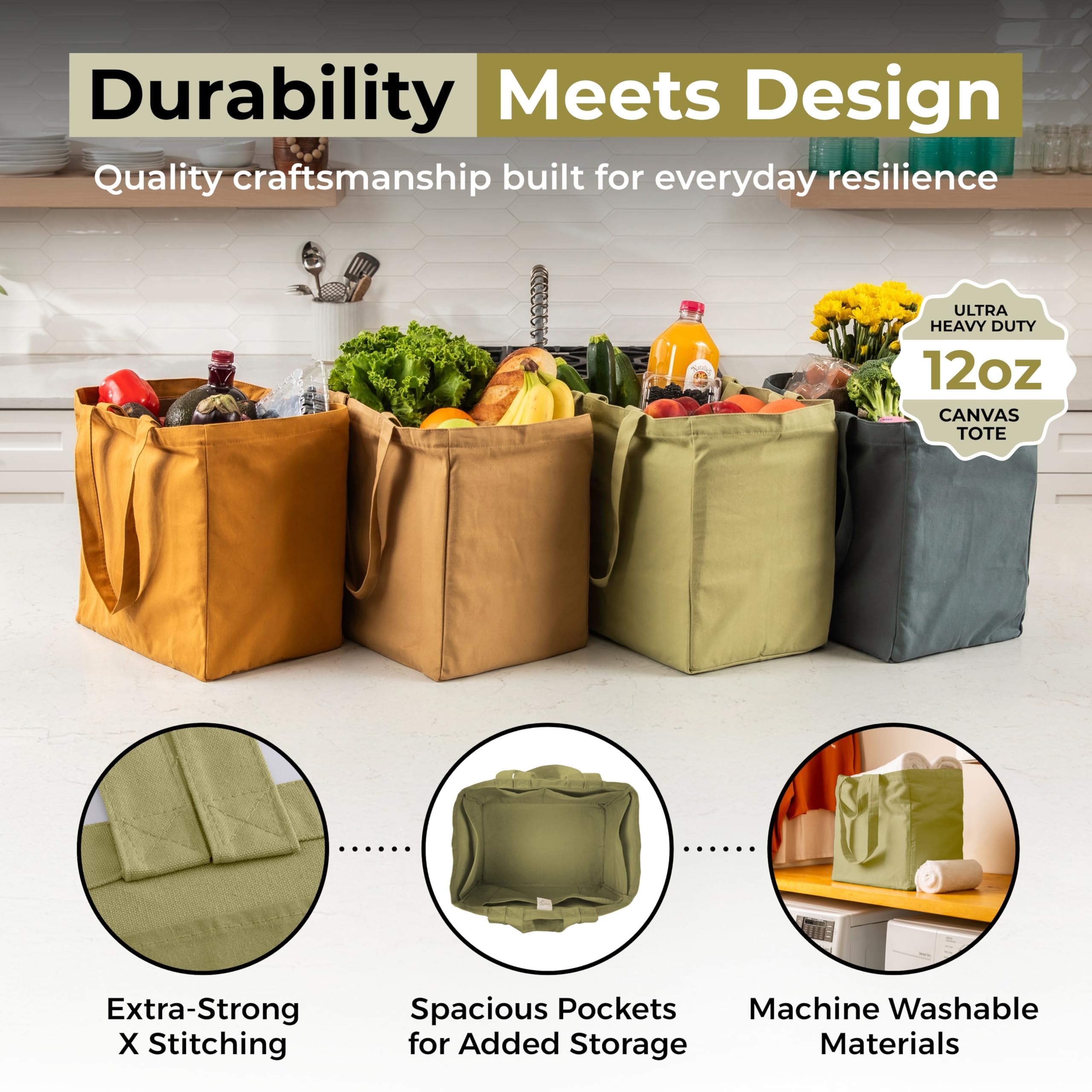 VeraMia 15x15x10in tote delivers generous space for groceries.