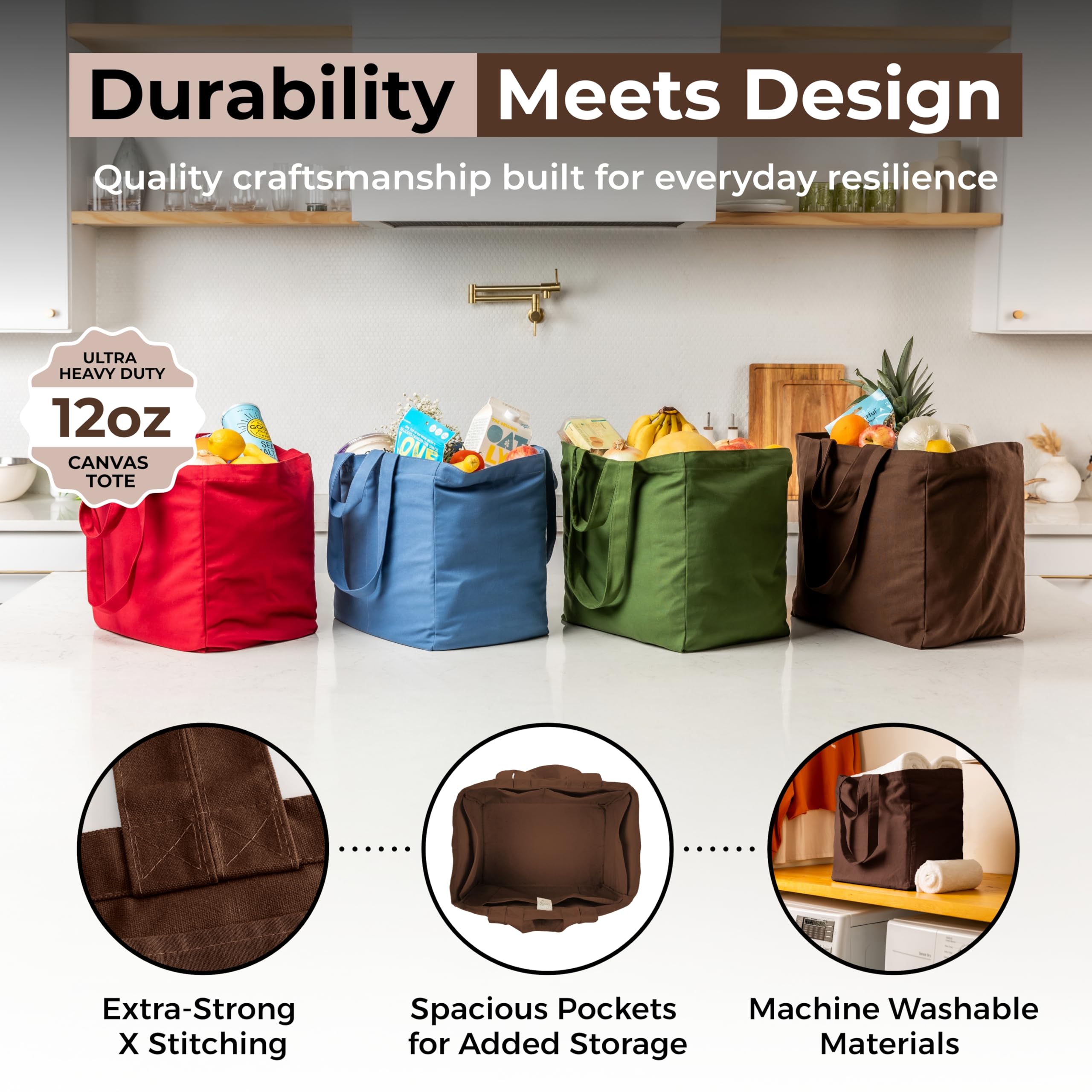 VeraMia bag shows built-in bottle pockets for organized groceries