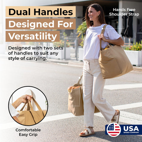 VeraMia bag shows real bottle pockets for organized beverage transport