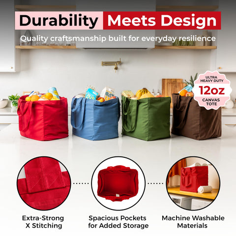 VeraMia canvas grocery bag real bottle pockets keeps beverages organized.