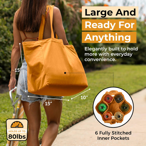 VeraMia 15x15x10 inch tote shows large interior space