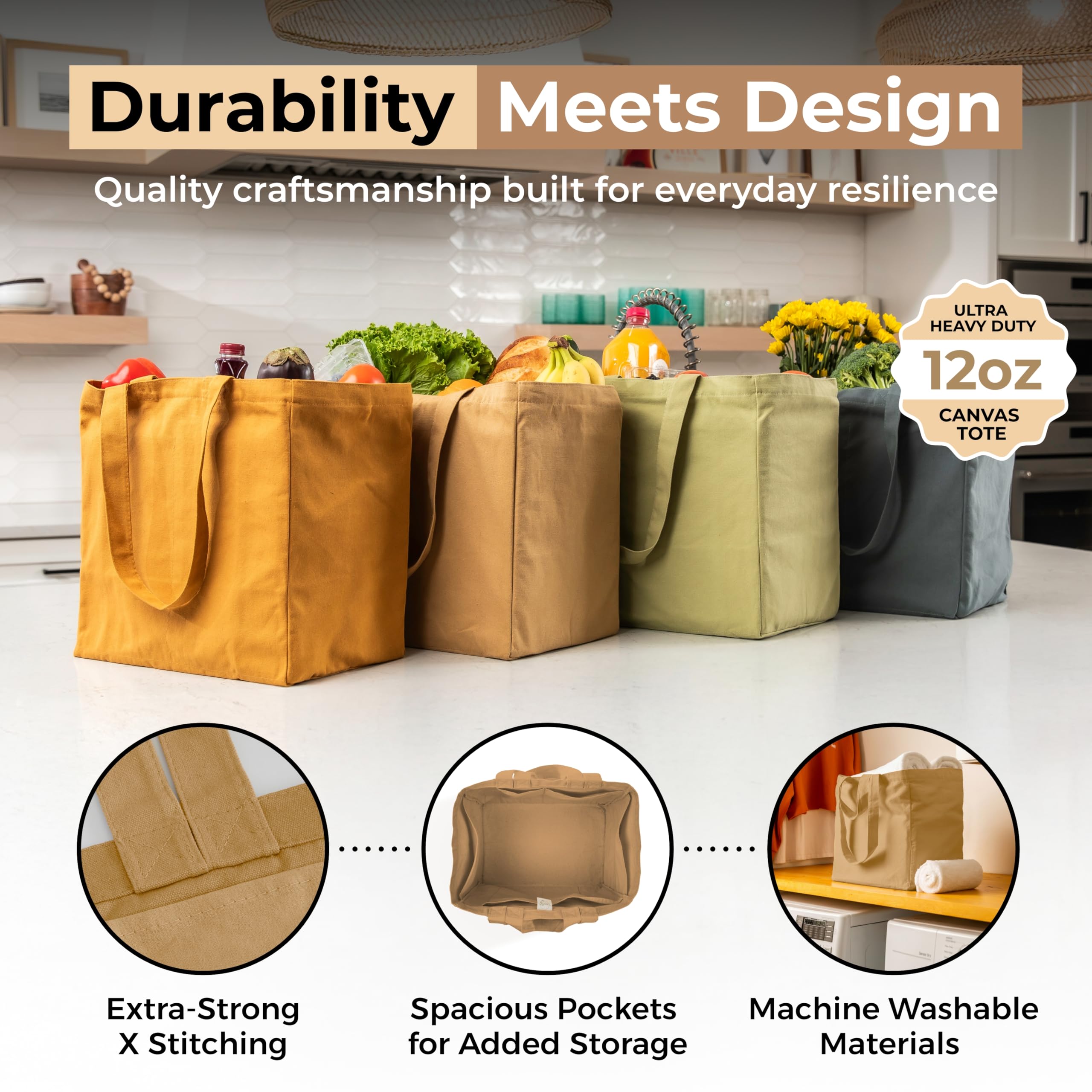 Large VeraMia tote measures 15x15x10 inches for bulky groceries