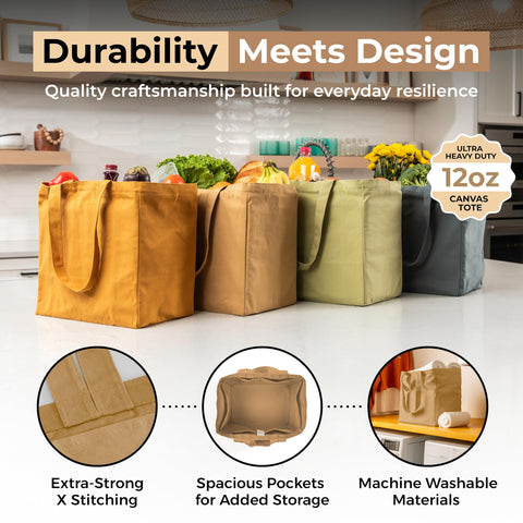 Large VeraMia tote measures 15x15x10 inches for bulky groceries