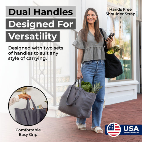 VeraMia dual-handle canvas bag for comfortable carrying groceries.