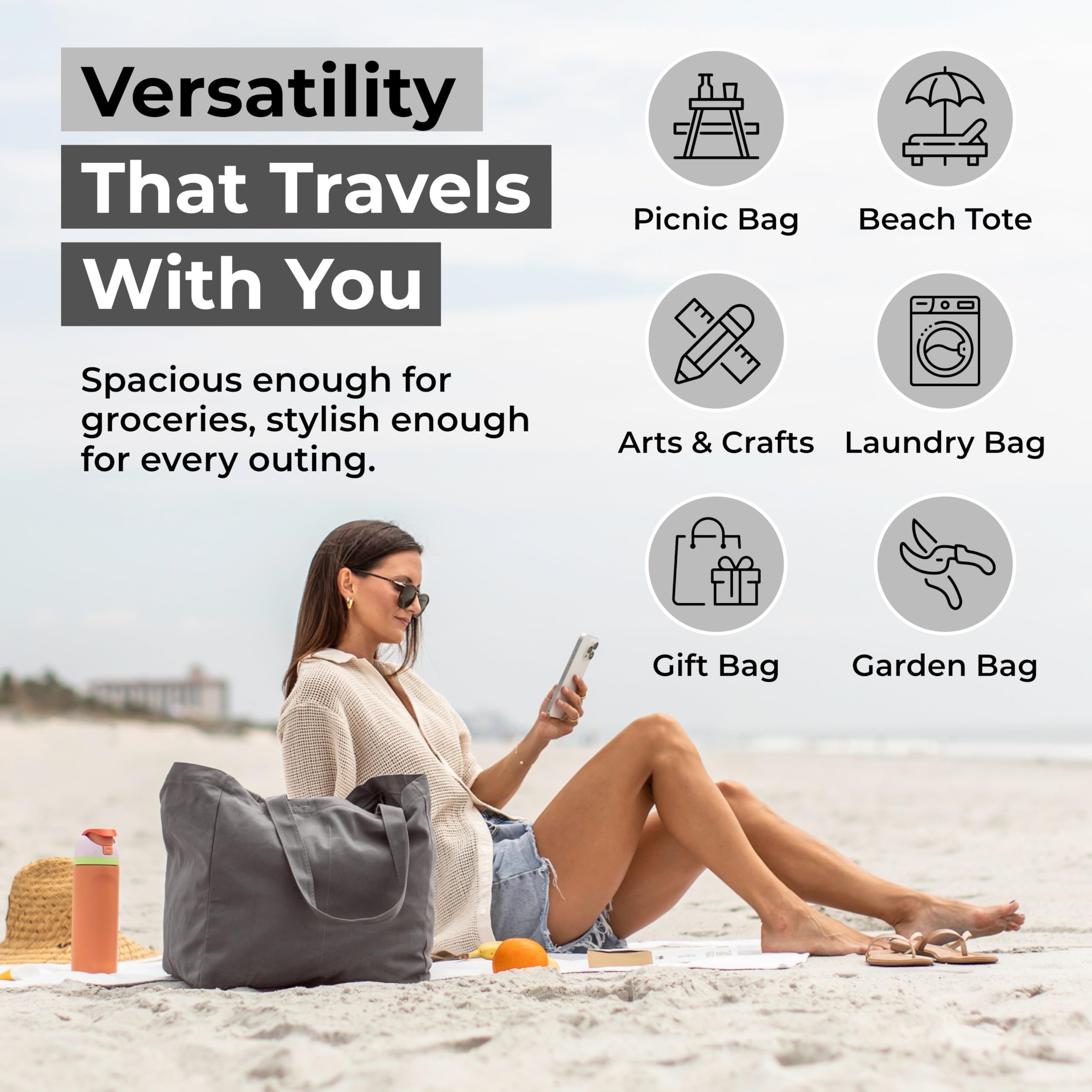 VeraMia washable and foldable grocery bags for easy cleaning.