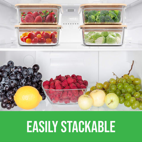 Four-pack on shelf ready for organized meal prep.