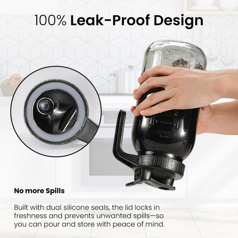 Veri Beond pour spout lid jar enables smooth pouring for iced tea and juice.
